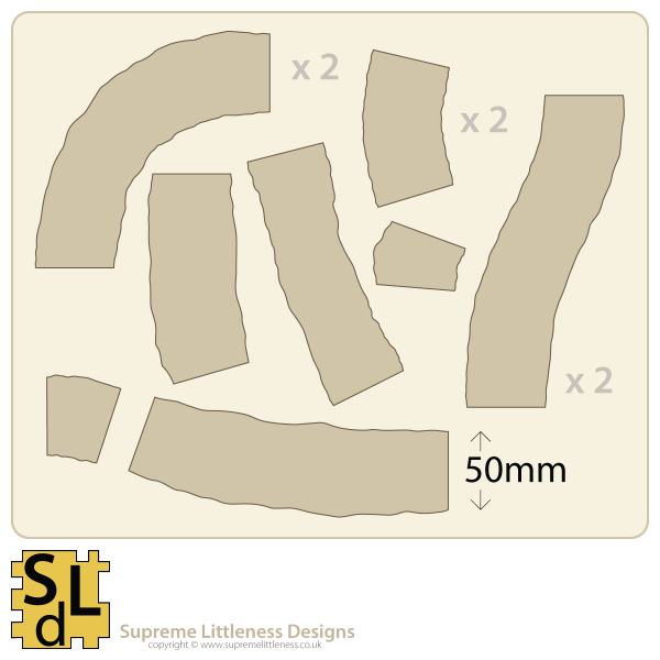 50mm-wide Curve Terrain Lengths