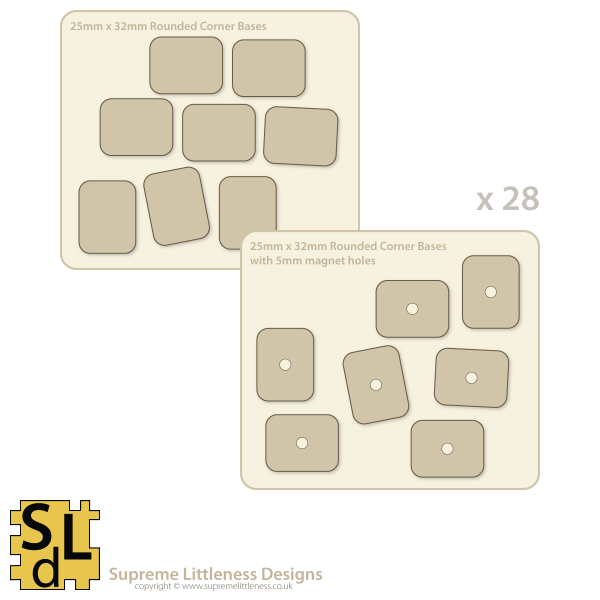 25mm x 32mm Rounded Corner Bases