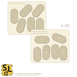 25mm x 50mm Pill-shaped Bases